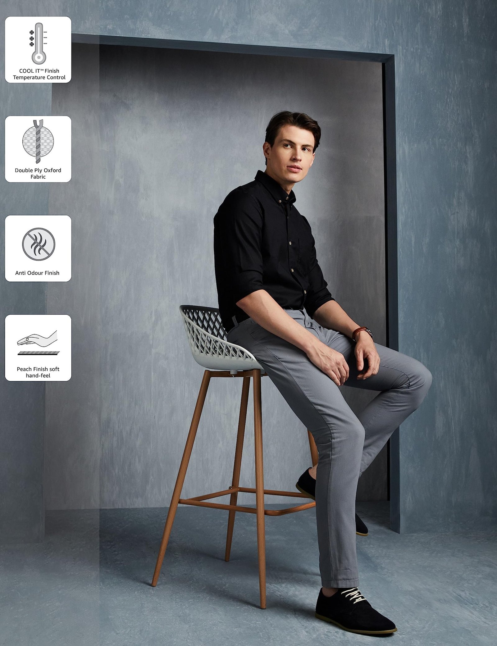 Symbol Premium Men's Stylish Solid All Day Fresh Buttondown Casual Shirt - Regular Fit|Plain|Full Sleeve|Cotton Semi Formal Wear (Available in Plus Size & Combo Pack, Black_L) - Image 6