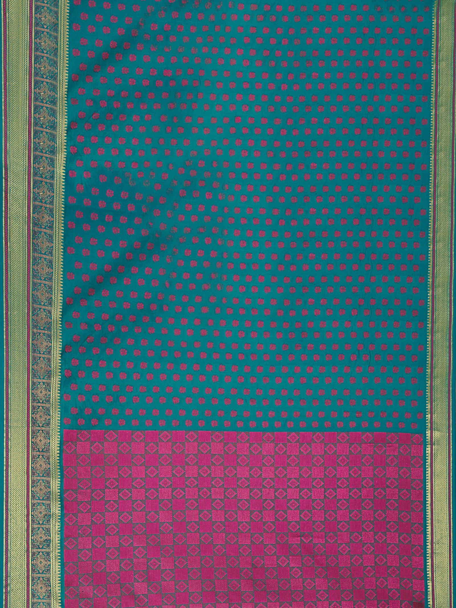 Garden Vareli Women Jacquard Silk Blend Saree with Unstitched Blouse Piece 1032 – Teal