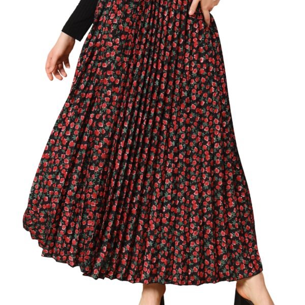 KZULLY Polyester Women's Crepe Western Maxi Skirt Red, Medium dress material - Shoppermaart